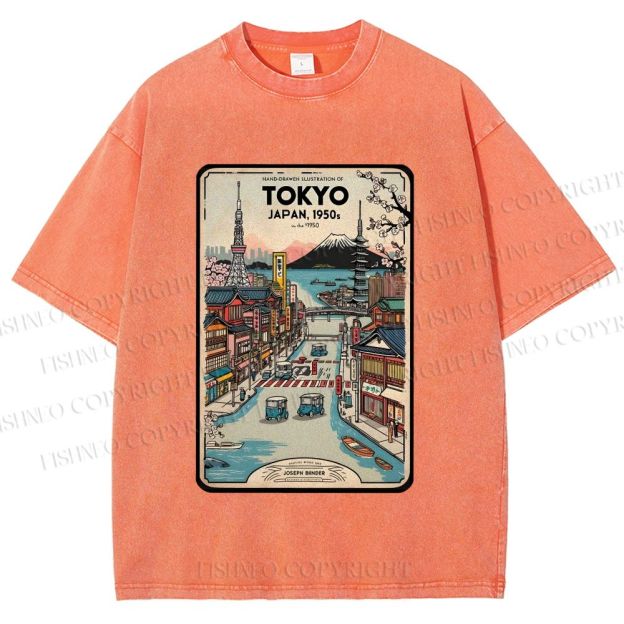 Unisex Tokyo Printed Washed Tee