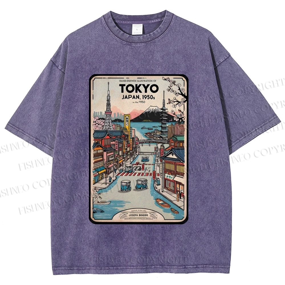 Unisex Tokyo Printed Washed Tee