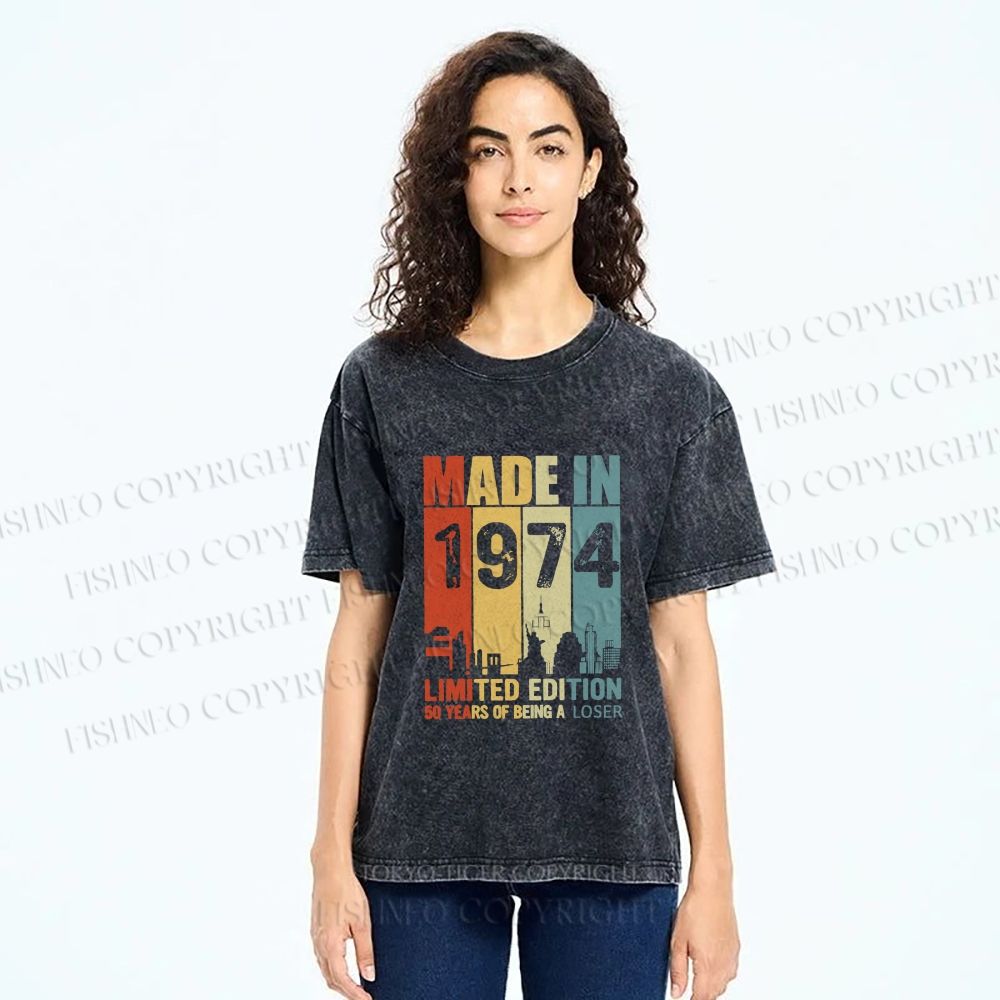 Unisex Vintage Rainbow Graffiti Printed Washed Tee