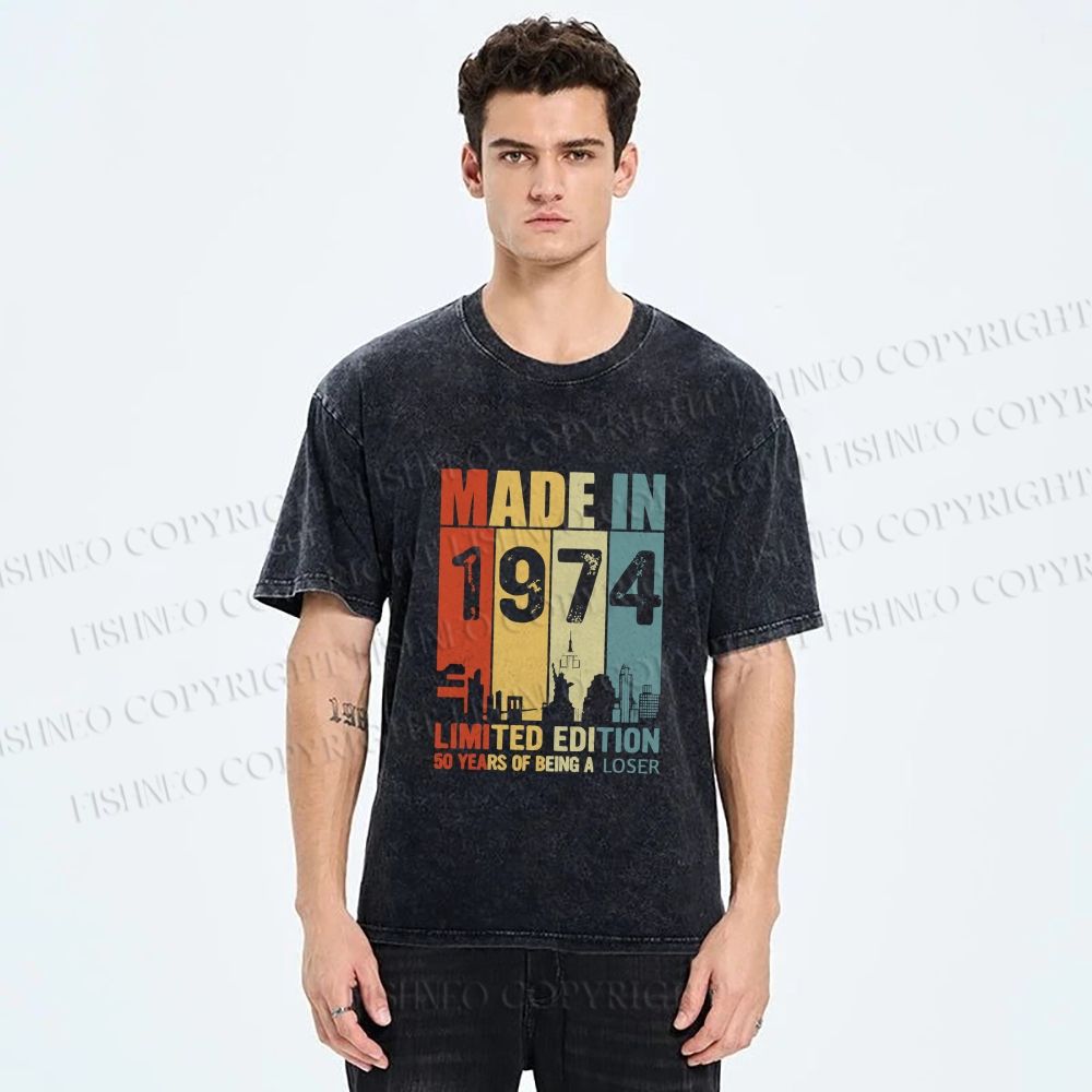 Unisex Vintage Rainbow Graffiti Printed Washed Tee