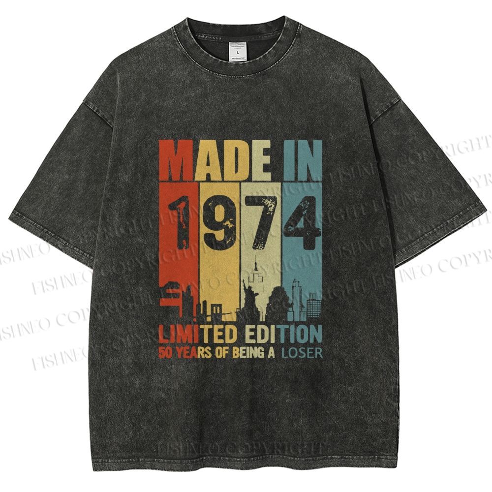 Unisex Vintage Rainbow Graffiti Printed Washed Tee