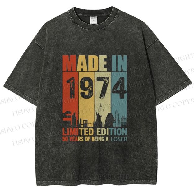 Unisex Vintage Rainbow Graffiti Printed Washed Tee