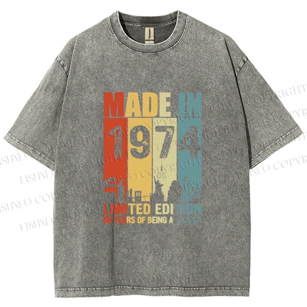 Unisex Vintage Rainbow Graffiti Printed Washed Tee