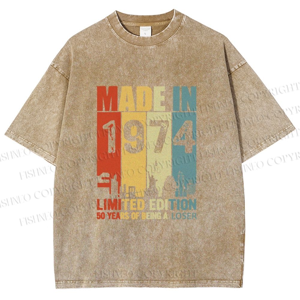 Unisex Vintage Rainbow Graffiti Printed Washed Tee