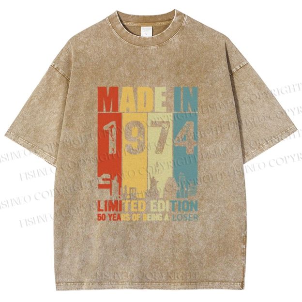 Unisex Vintage Rainbow Graffiti Printed Washed Tee