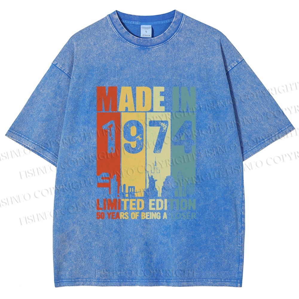 Unisex Vintage Rainbow Graffiti Printed Washed Tee