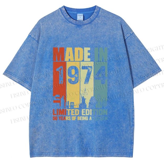 Unisex Vintage Rainbow Graffiti Printed Washed Tee
