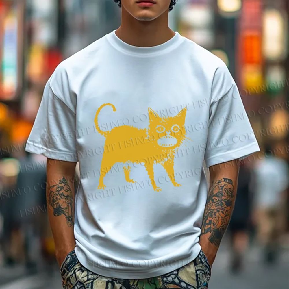 Unisex Horrible Japanese Cat Vintage Classic Cotton T-shirt