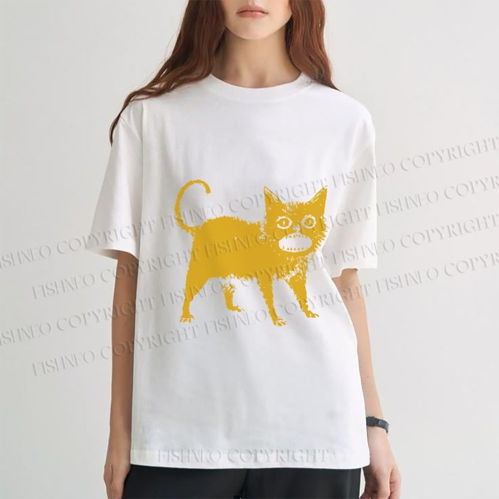 Unisex Horrible Japanese Cat Vintage Classic Cotton T-shirt