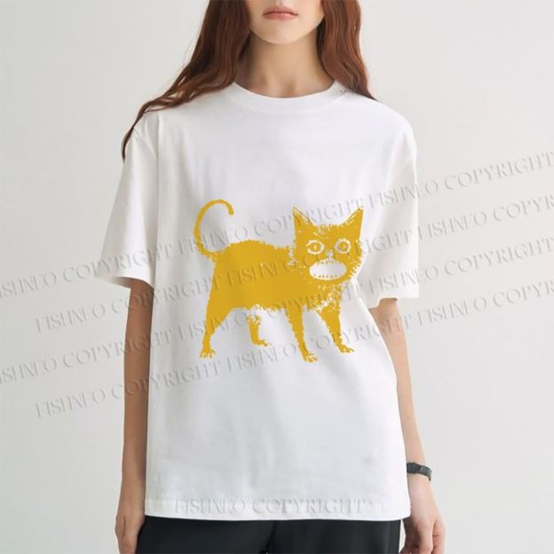 Unisex Horrible Japanese Cat Vintage Classic Cotton T-shirt