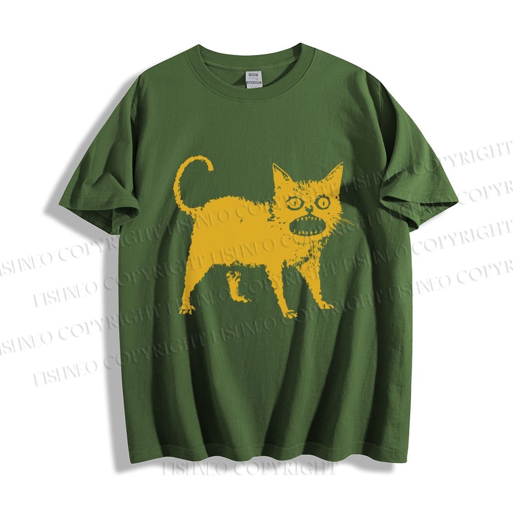 Unisex Horrible Japanese Cat Vintage Classic Cotton T-shirt