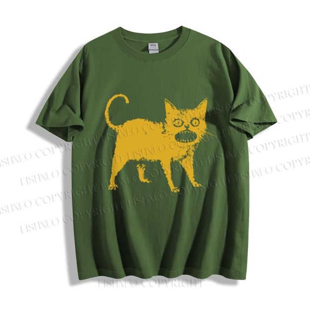 Unisex Horrible Japanese Cat Vintage Classic Cotton T-shirt