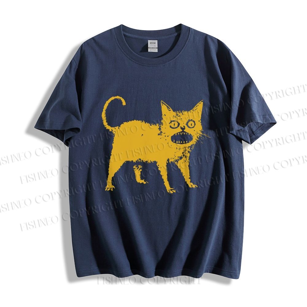 Unisex Horrible Japanese Cat Vintage Classic Cotton T-shirt