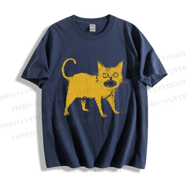 Unisex Horrible Japanese Cat Vintage Classic Cotton T-shirt