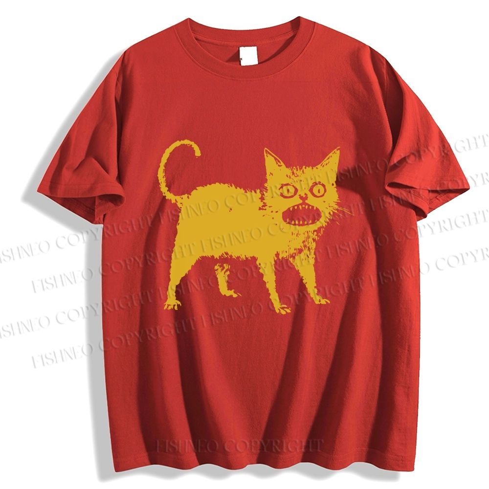 Unisex Horrible Japanese Cat Vintage Classic Cotton T-shirt