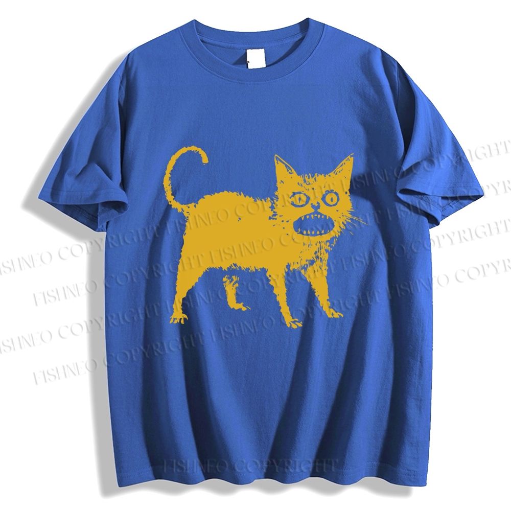 Unisex Horrible Japanese Cat Vintage Classic Cotton T-shirt