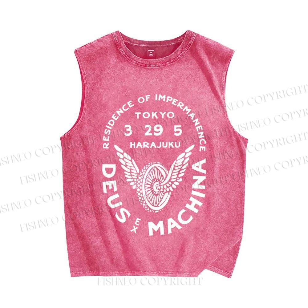 Unisex Deus Ex Machina Tokyo Japanese Style Printed Washed Tank Top