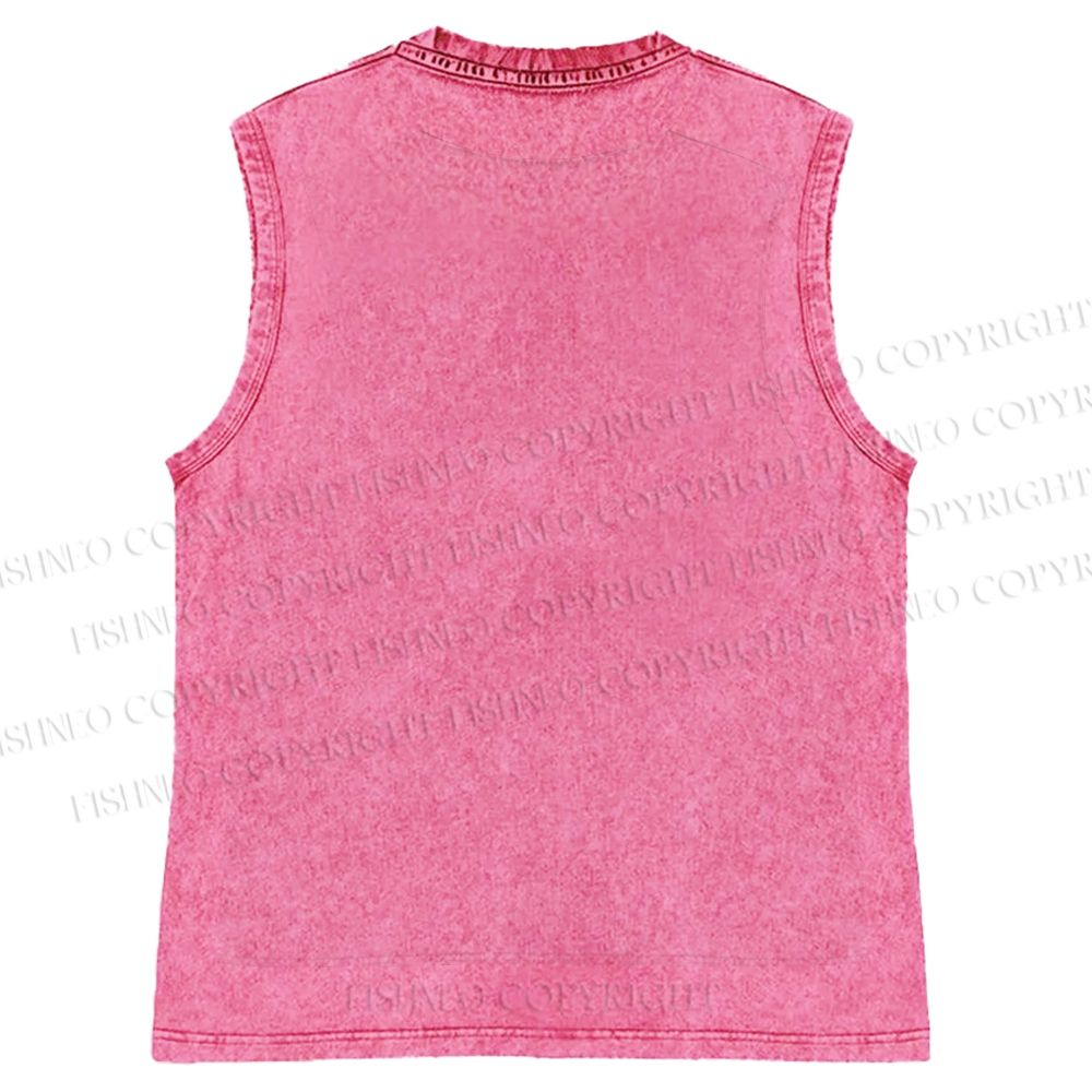 Unisex Vintage Tiger Graffiti Printed Washed Tank Top