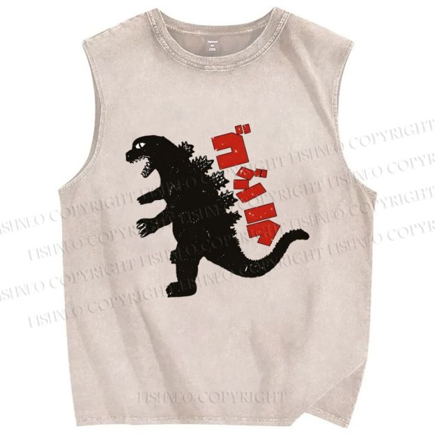 Unisex Monster Printed Washed Tank Top