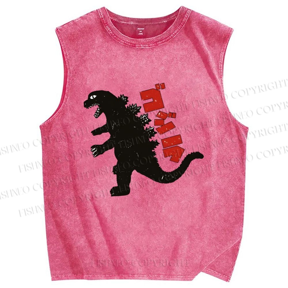 Unisex Monster Printed Washed Tank Top