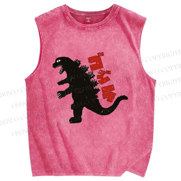 Unisex Monster Printed Washed Tank Top