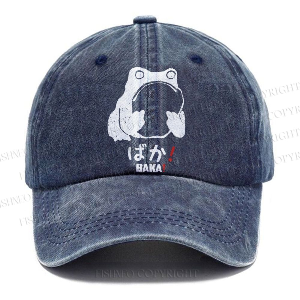 Unisex Stupid Frog Vintage Casual Washed Cap