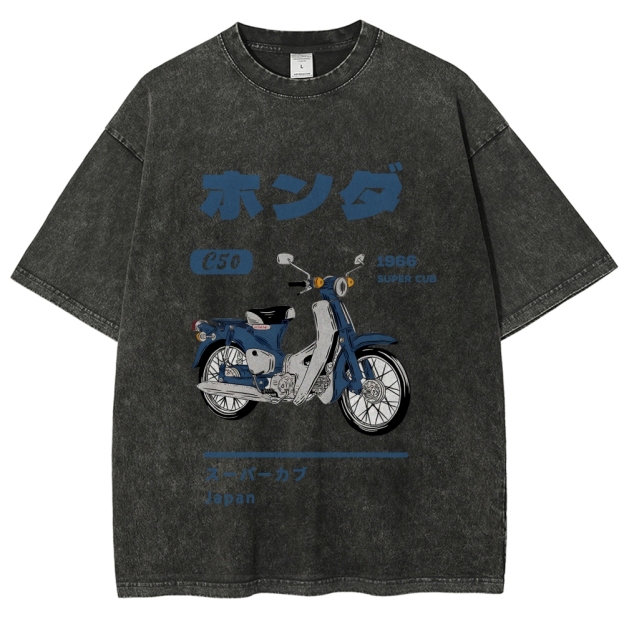Honda C50 Super Cub Motorcycle Vintage Wash Japanese Design T-Shirt