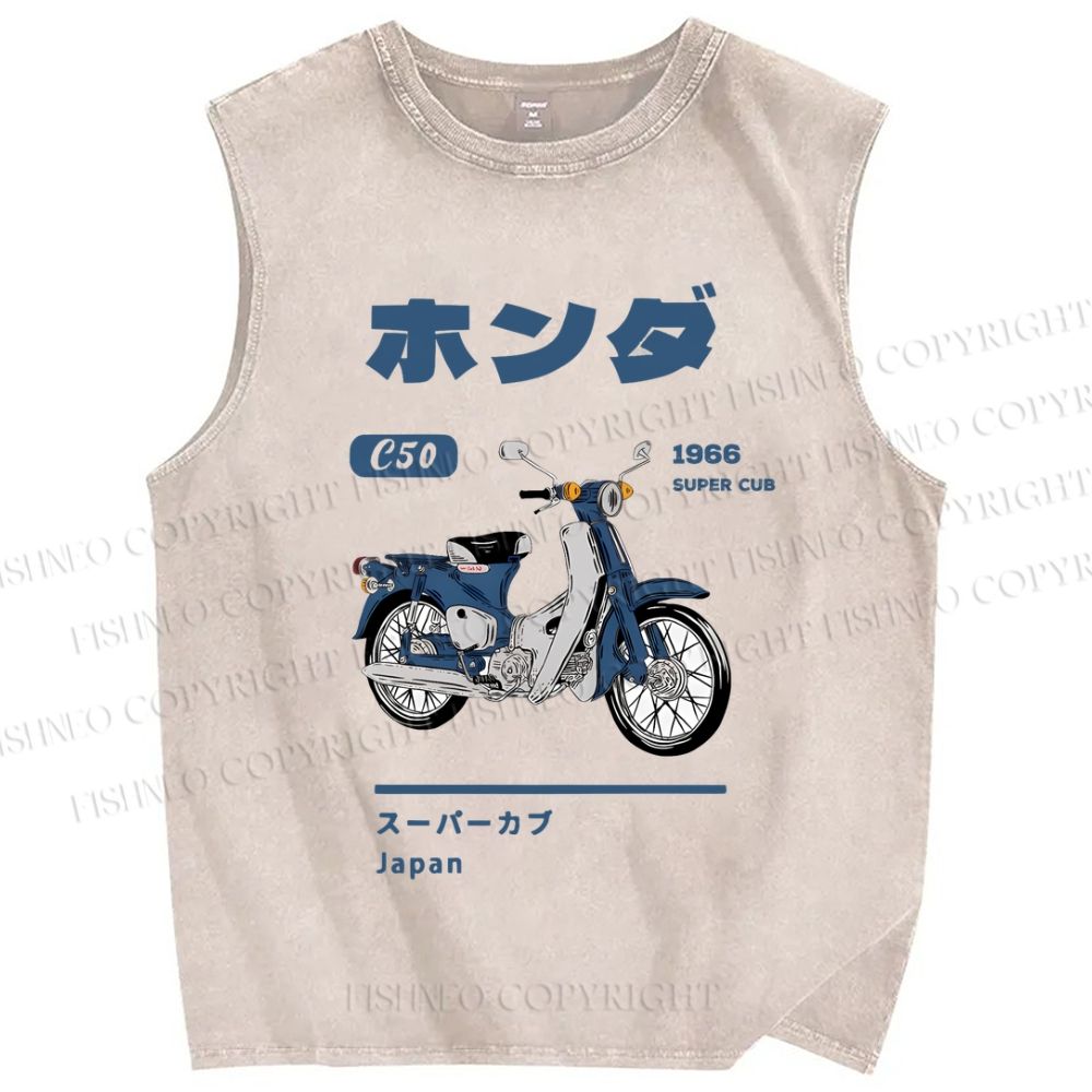 Unisex Honda C50 Super Cub Motorcycle Printed Washed Tank Top