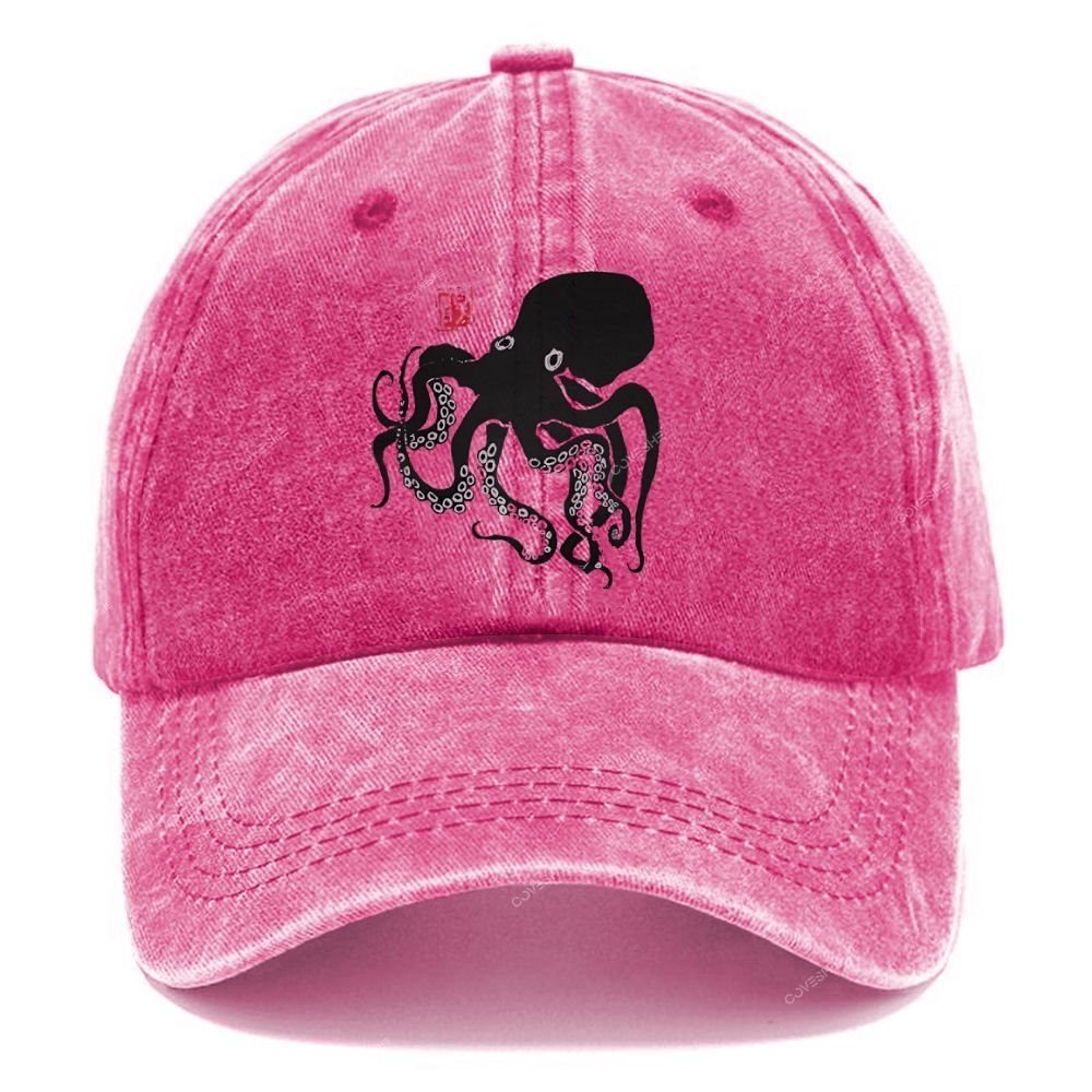 Unisex Vintage Casual Octopus Printed Washed Cap