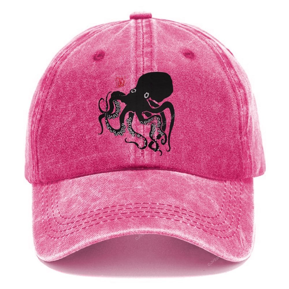 Unisex Vintage Casual Octopus Printed Washed Cap
