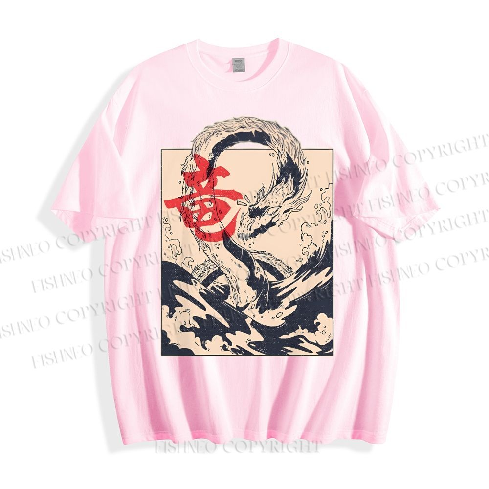 Unisex Japanese Dragon Vintage Classic Cotton T-shirt