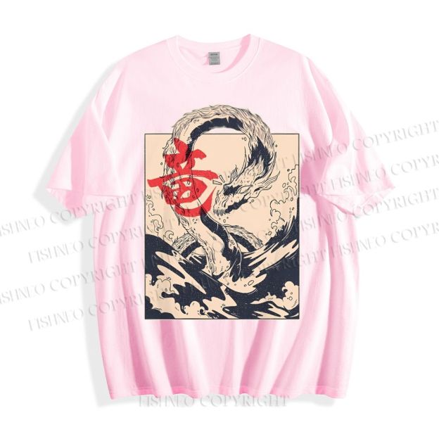 Unisex Japanese Dragon Vintage Classic Cotton T-shirt