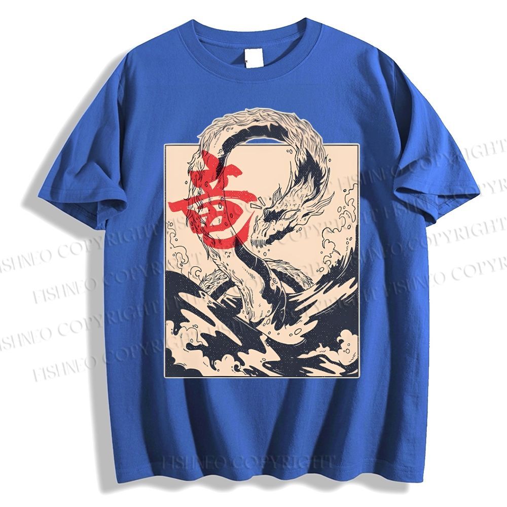 Unisex Japanese Dragon Vintage Classic Cotton T-shirt