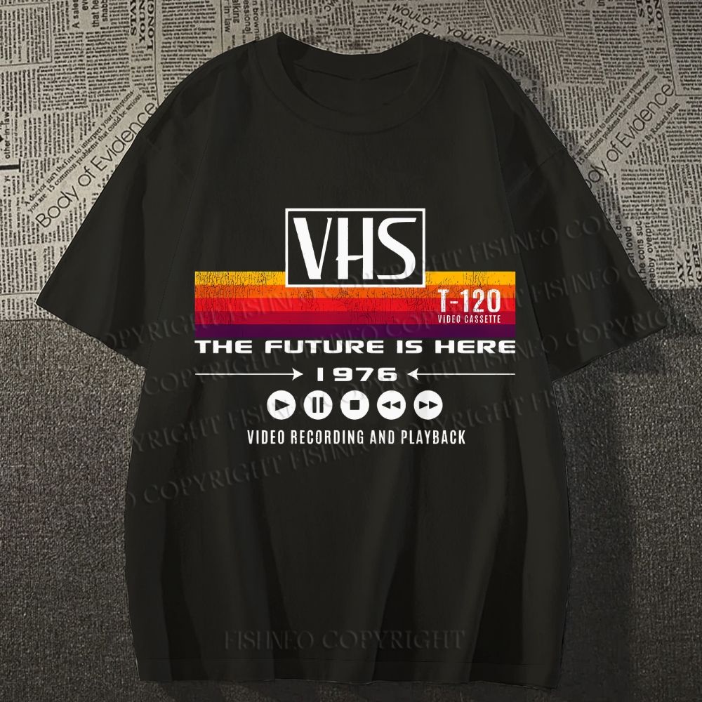 Unisex VHS Vintage Wash Japanese Design Classic Cotton T-shirt