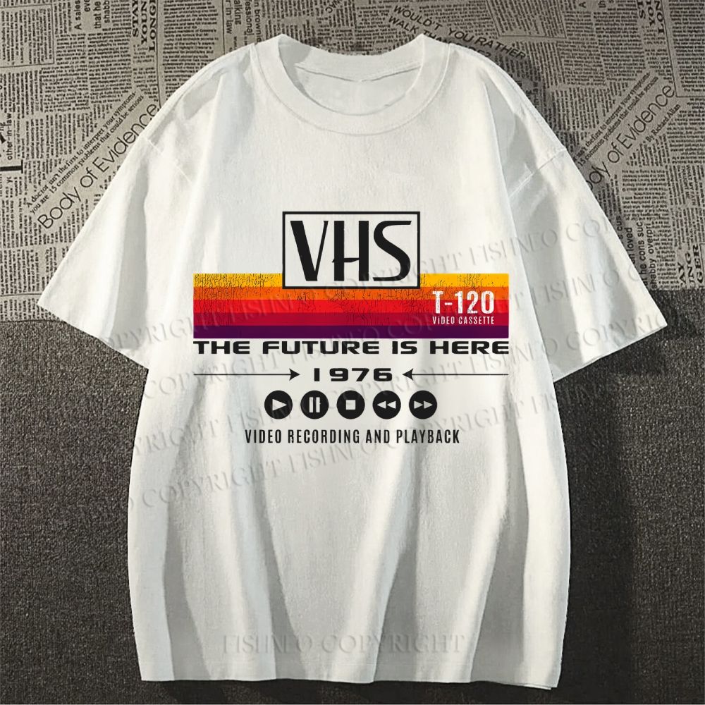 Unisex VHS Vintage Wash Japanese Design Classic Cotton T-shirt