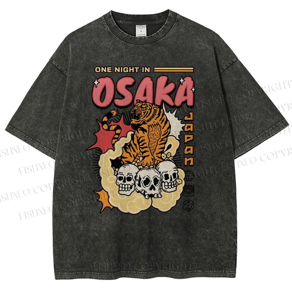 Unisex Osaka Tiger Printed Washed Tee