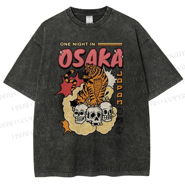 Unisex Osaka Tiger Printed Washed Tee