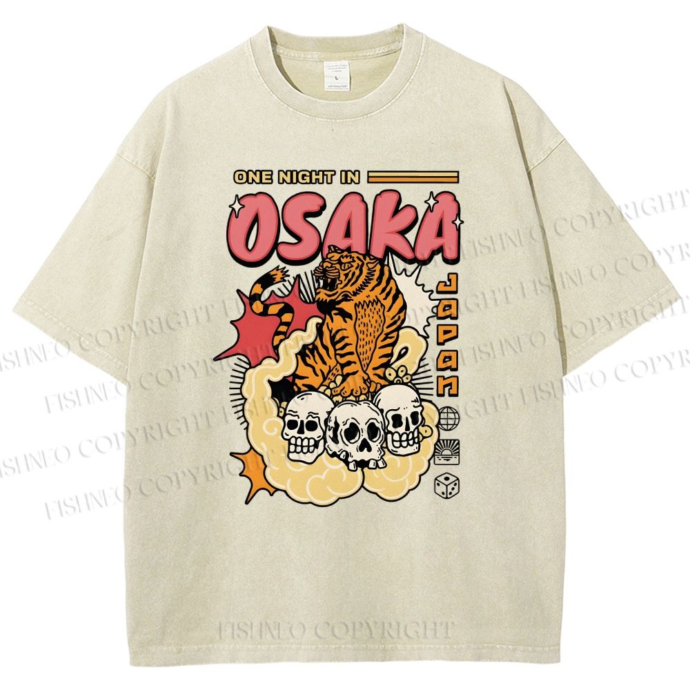 Unisex Osaka Tiger Printed Washed Tee