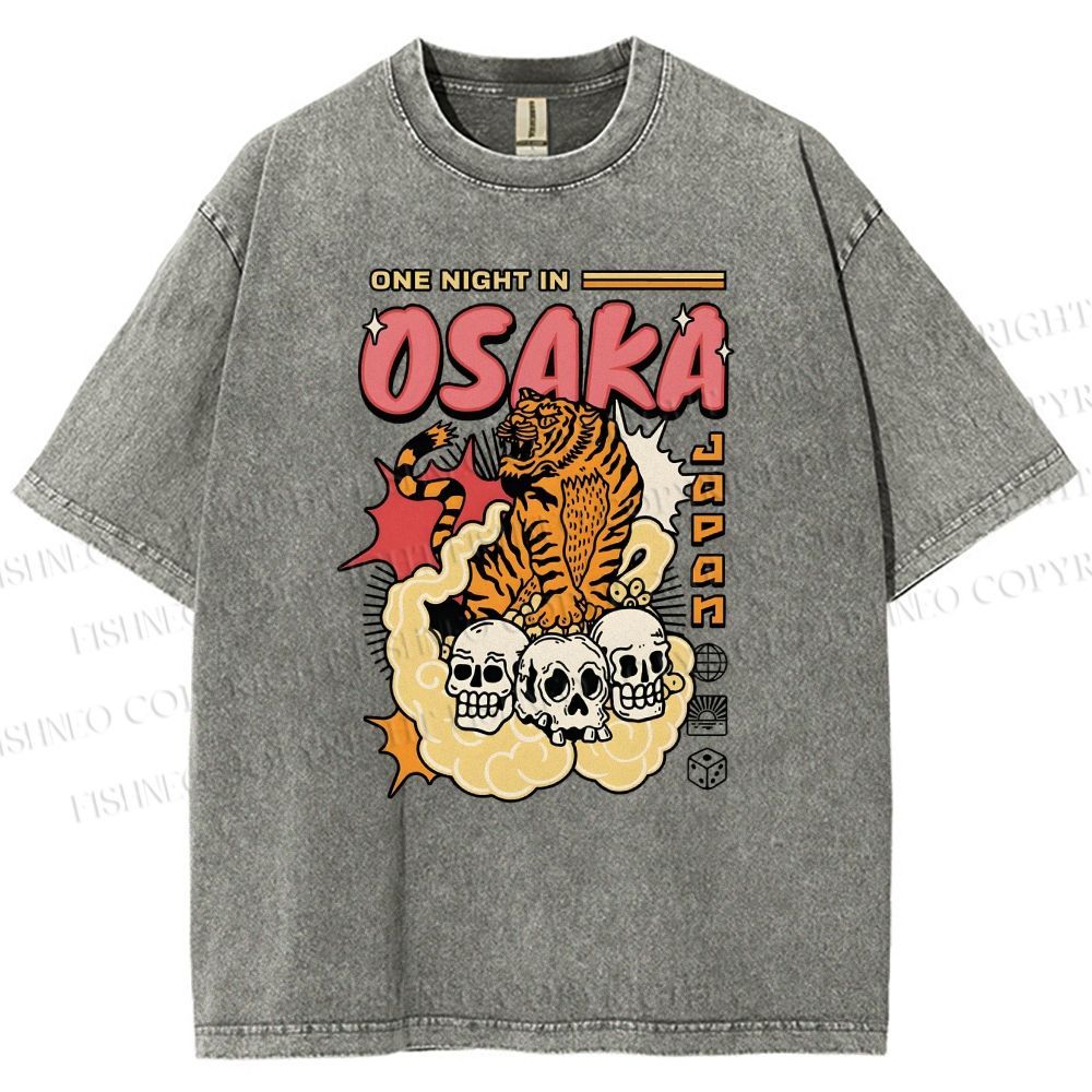 Unisex Osaka Tiger Printed Washed Tee