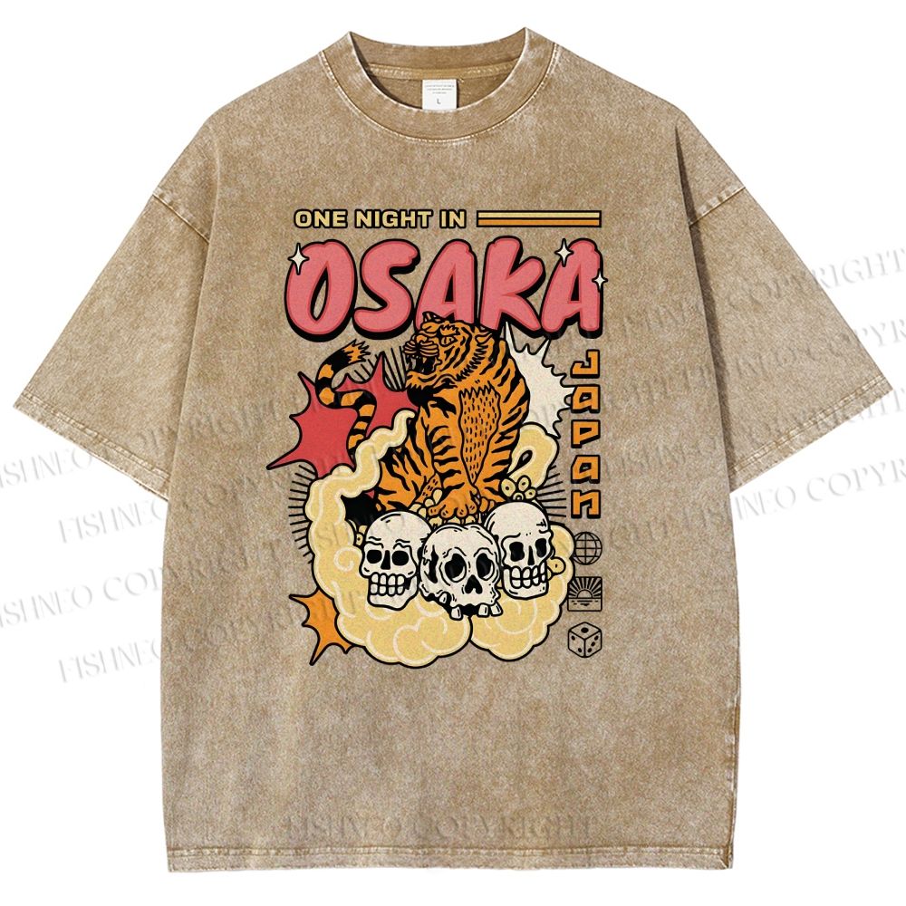 Unisex Osaka Tiger Printed Washed Tee