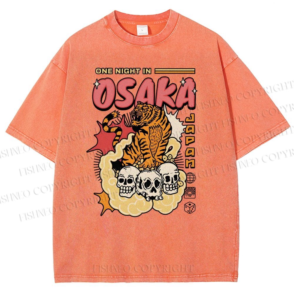 Unisex Osaka Tiger Printed Washed Tee