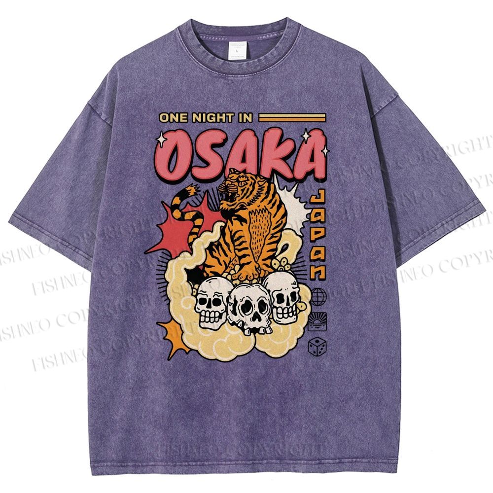 Unisex Osaka Tiger Printed Washed Tee