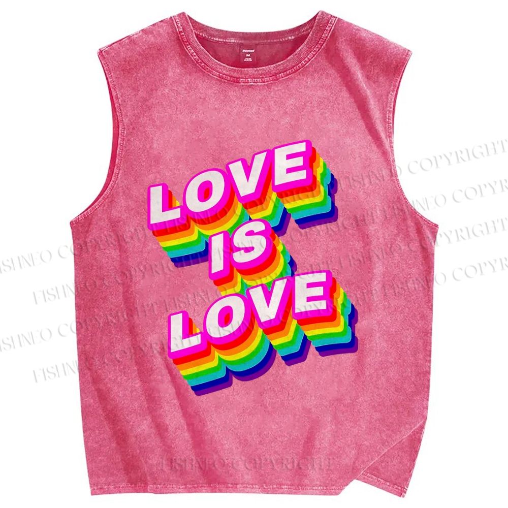 Unisex Pride Love Is Love Printed Washed Tank Top