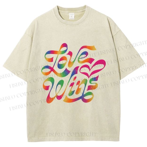 Unisex Pride Love Wins Printed Washed Tee