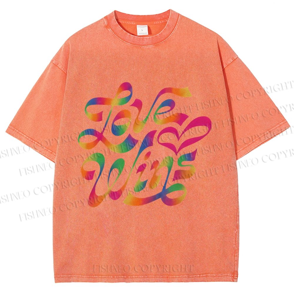 Unisex Pride Love Wins Printed Washed Tee