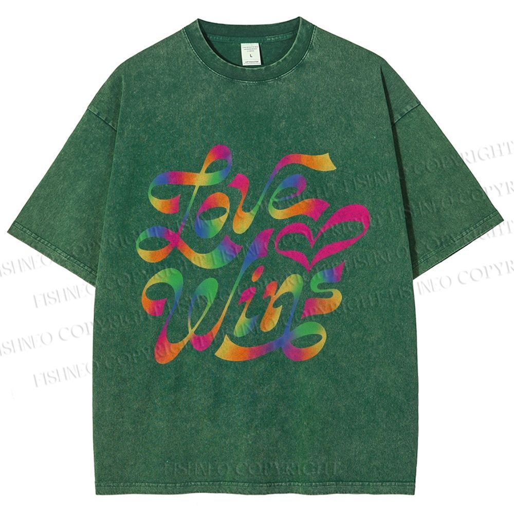 Unisex Pride Love Wins Printed Washed Tee