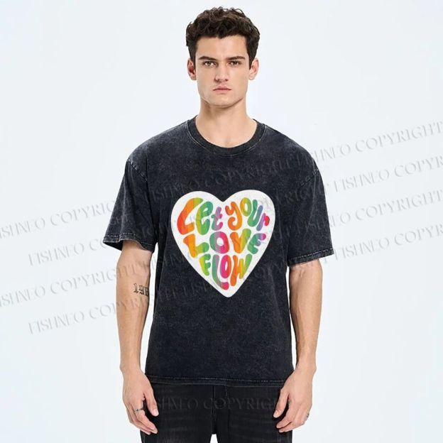 Unisex Pride Let Your Love Flow Printed Washed Tee