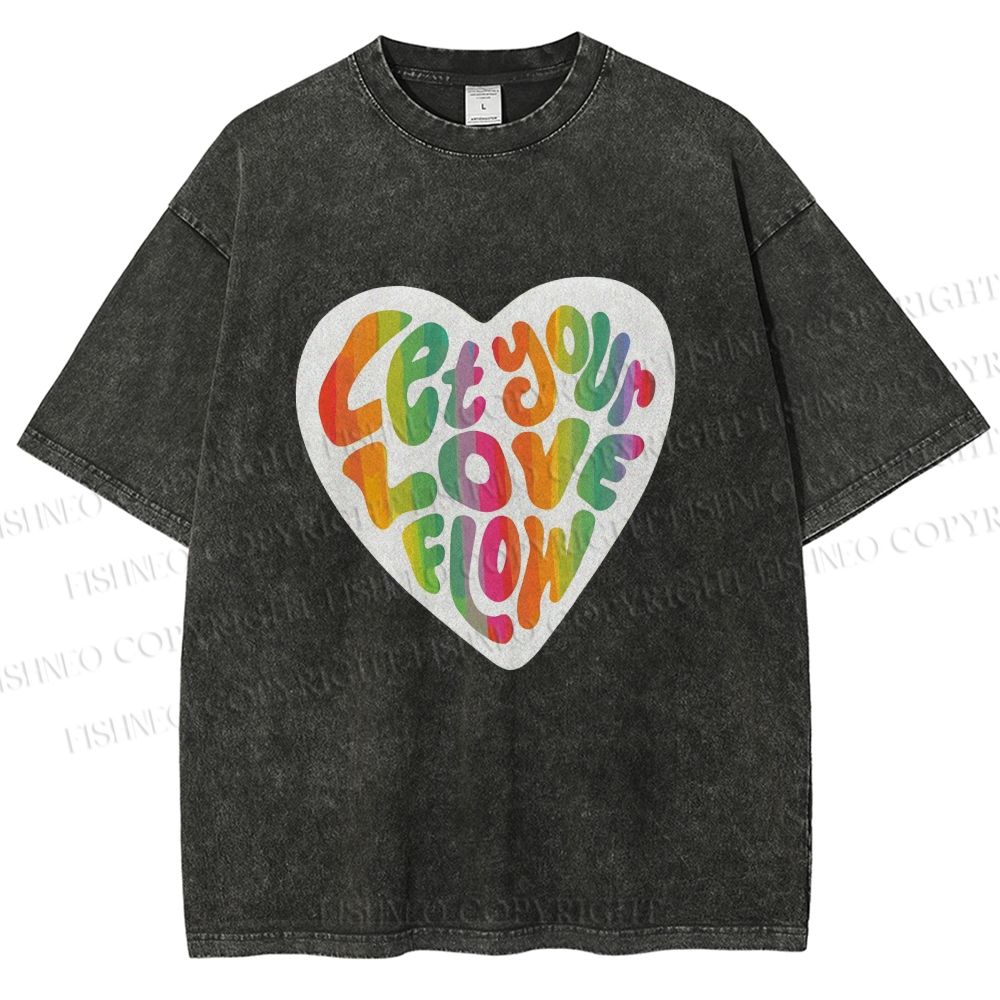 Unisex Pride Let Your Love Flow Printed Washed Tee