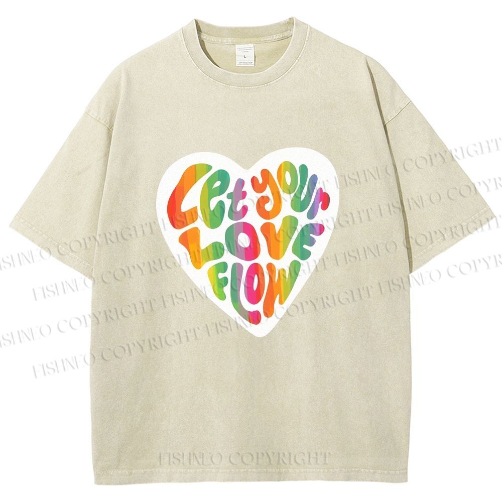 Unisex Pride Let Your Love Flow Printed Washed Tee