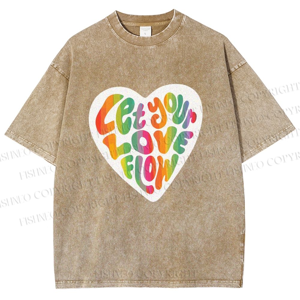Unisex Pride Let Your Love Flow Printed Washed Tee